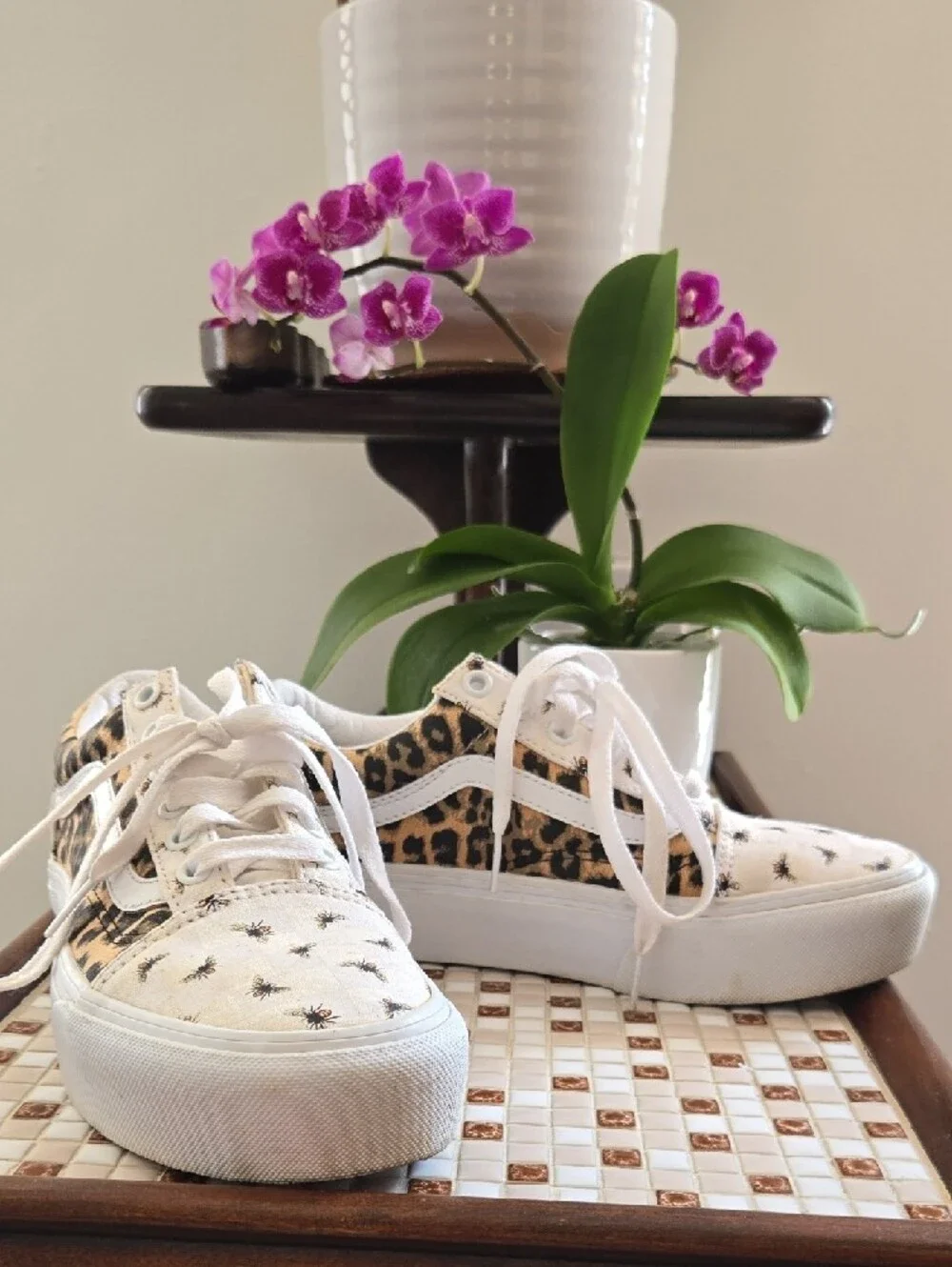Vans Old Skool Platform Leopard Panels and Bee Print Size 6.5 - Picture 5 of 9